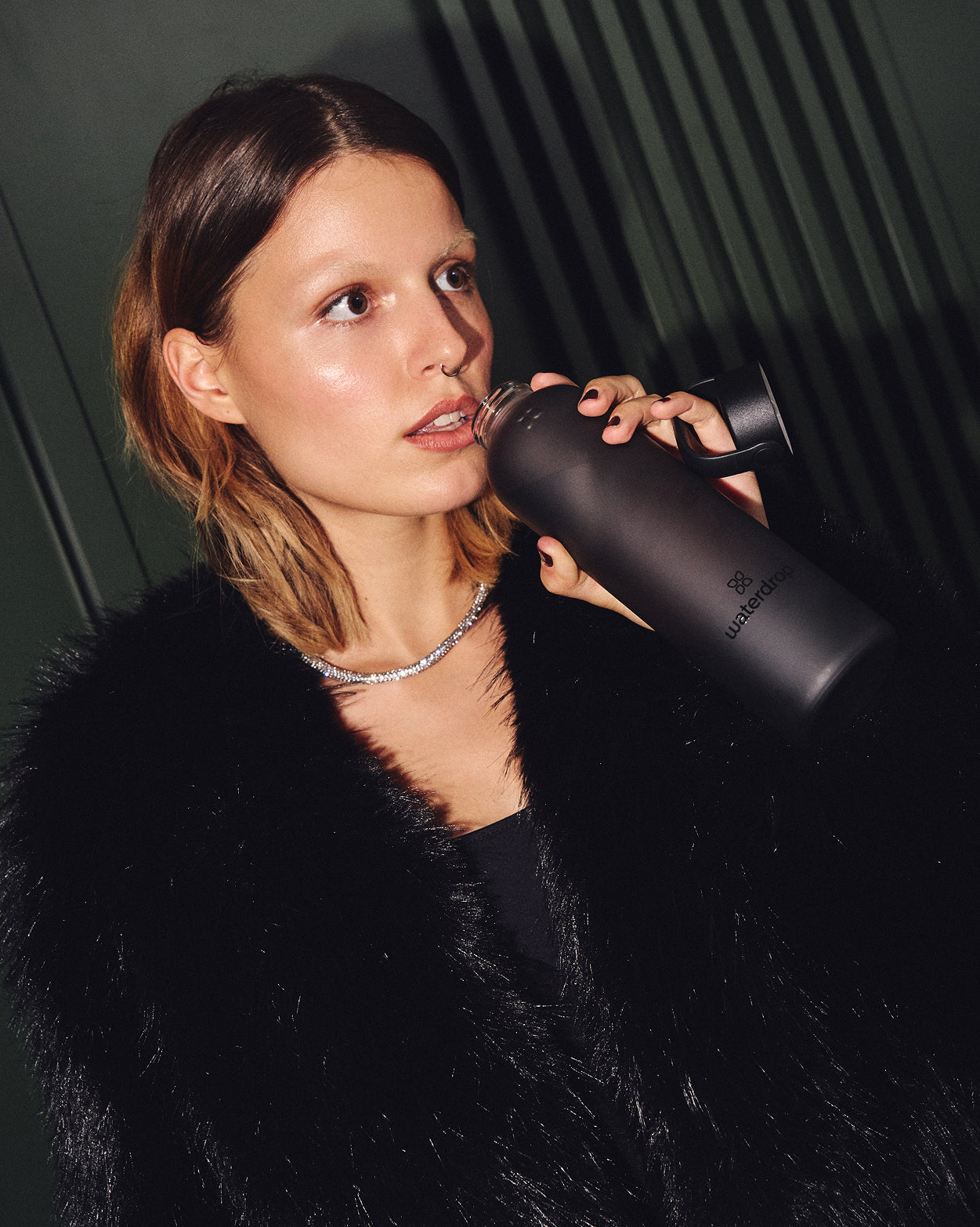Young woman with Frosted Soda Glass Gift Set.