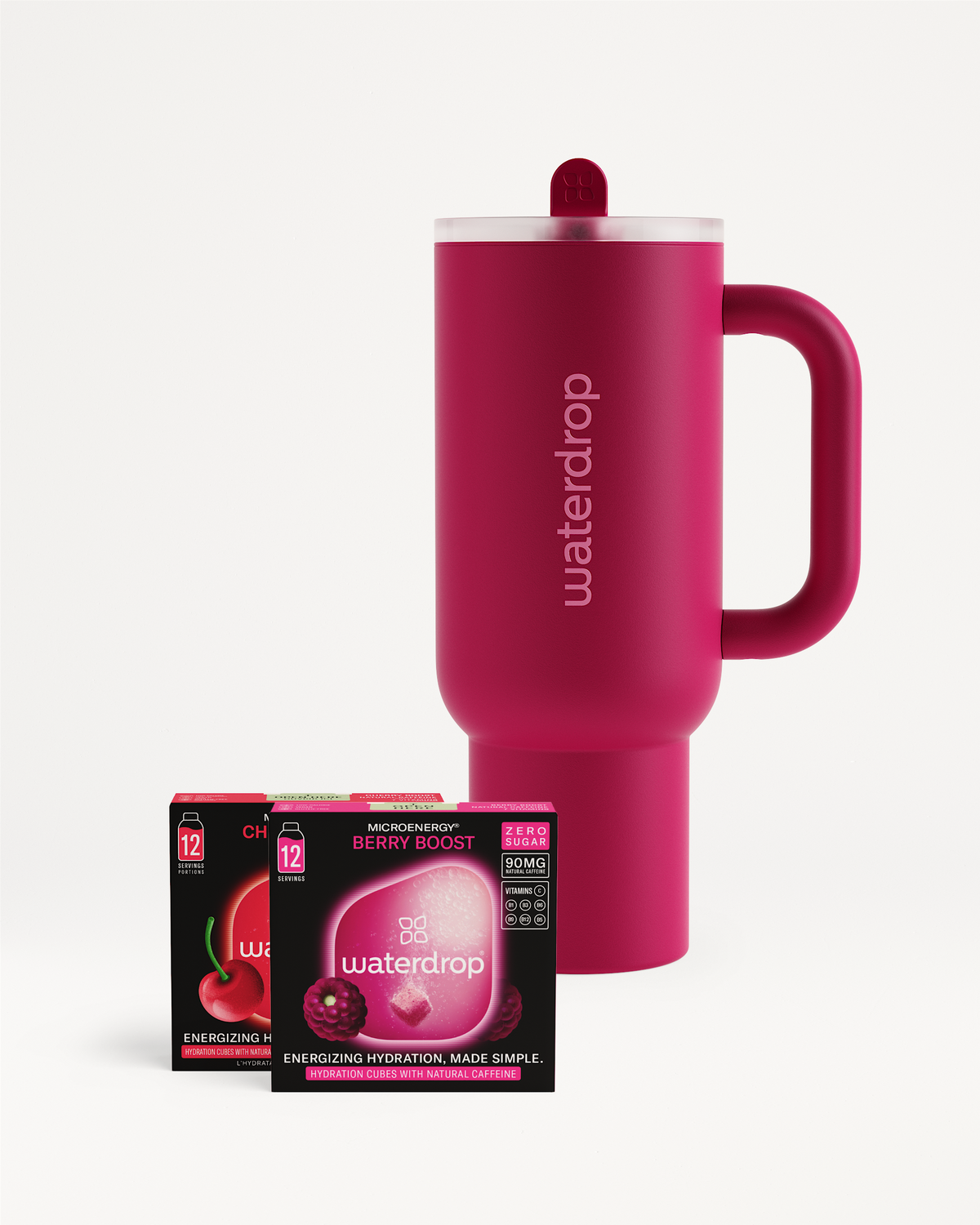 Active Mode Set: pink tumbler with Microenergy hydration cubes.