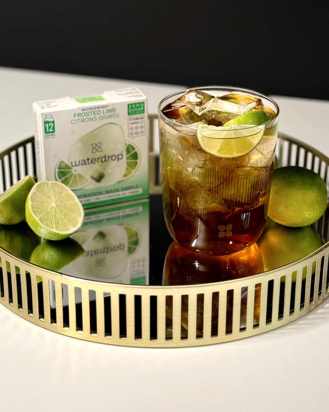 Frosted Limola Set with iced lime drink.