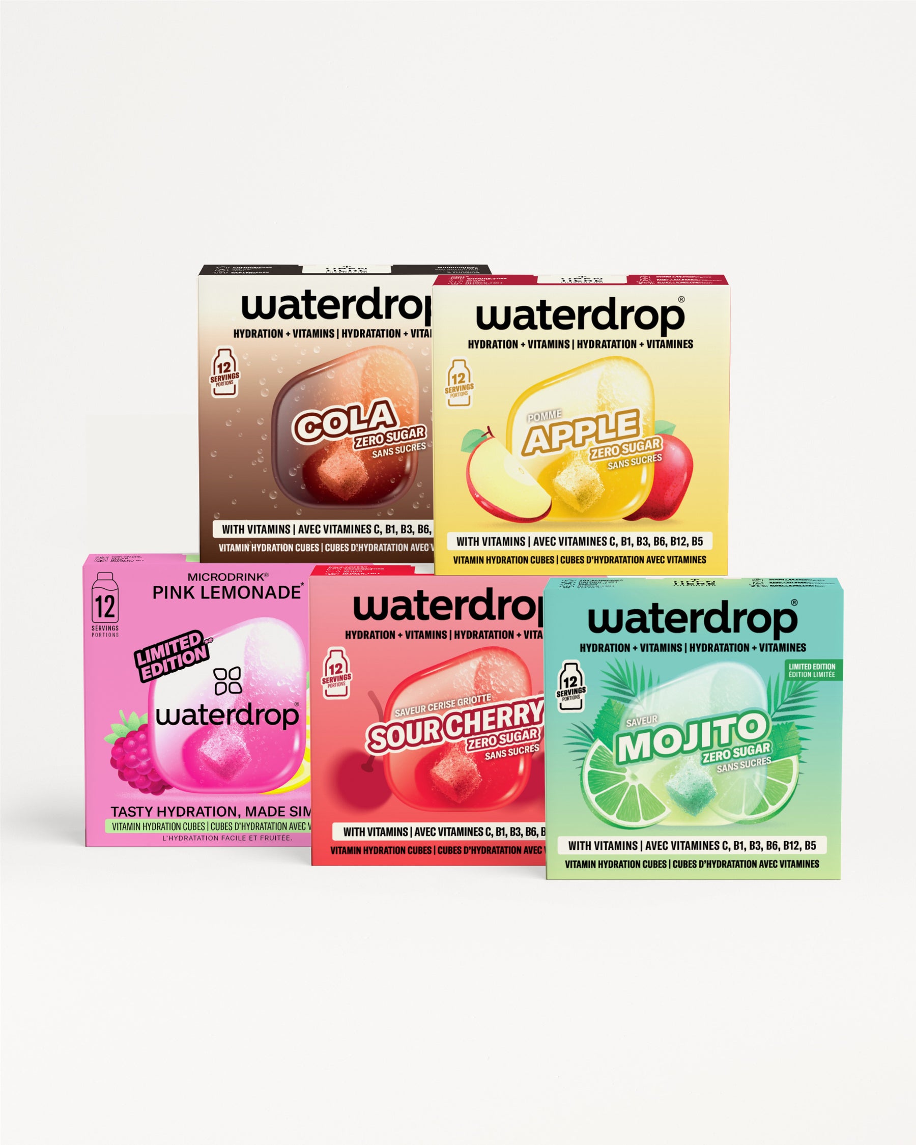 Varias cajas Waterdrop dispuestas en una pila.