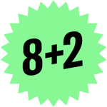 Gráfico de insignia en forma de estrella verde utilizado para destacar una promoción.